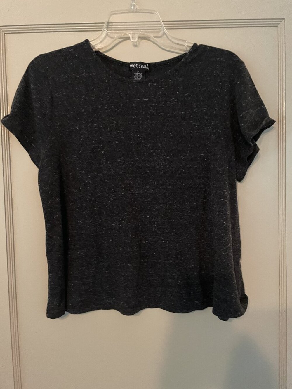 Wet Seal: Dark Grey Top with Speckled Pattern Detail